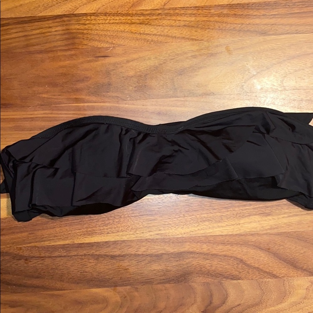 Kenneth Cole Black ruffle bandeau bikini top